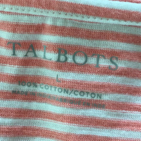 Talbots Peach/White Striped Cotton Top, Size Large - Picture 4 of 4